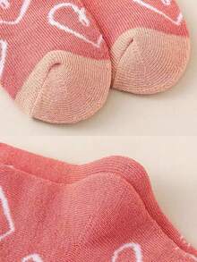 5 Pairs Girls Heart Pattern Cartoon Long Tube Socks, Comfortable Breathable Seamless Sports Socks For 0-14 Years Old Toddlers And Kids, Suitable For All Seasons