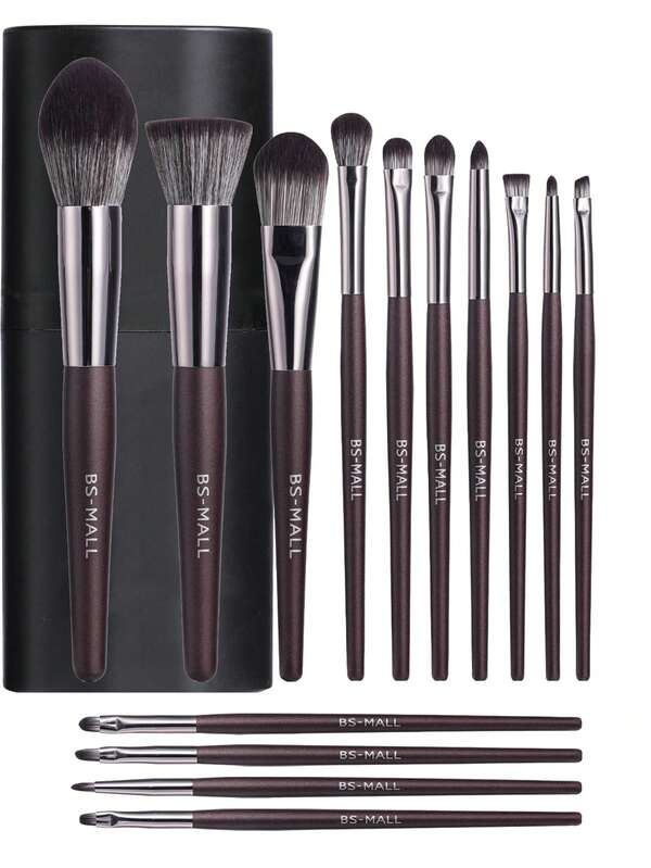 BS-MALL BS-MALL Makeup Brush Set 14 Pcs Premium Synthetic Foundation Powder Concealers Eye Shadows Blush Makeup Brushes With Black Case