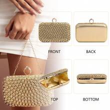 Women's Clutch Bag Party Silver Glitter Wedding Hand Wallet Y1108 - 金色 - 查看 6