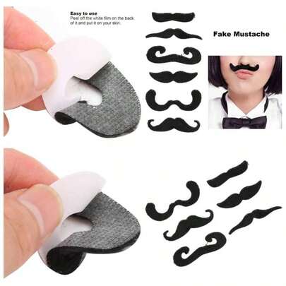 Bigote de, Bigote Novedoso Autoadhesivo, cmodo bigote falso reutilizable para KTV para baile de disfraces para actuacin de vacaciones para disfraces de Halloween