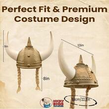 Nicky Bigs Novelties Viking Helmet With Horns Adult Plastic Norse Barbarian Warrior Hat Medieval Halloween Costume Accessorygift - VikingHelmetWithHairBraids - View 4