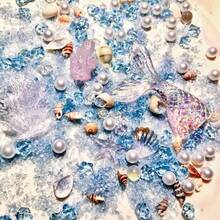 50/100g/Set Epoxidharz-Füllmaterial im Ozean-Thema | Glänzende Stern-, Mond- und Muschel-förmige Schmuckzubehörteile - perfekt für Schmuckherstellung, Handwerks-DIY und kreative Aquarium-Bodendekorationen mit Mond-förmigem Harz