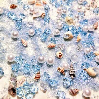 50/100g/Set Epoxidharz-Füllmaterial im Ozean-Thema | Glänzende Stern-, Mond- und Muschel-förmige Schmuckzubehörteile - perfekt für Schmuckherstellung, Handwerks-DIY und kreative Aquarium-Bodendekorationen mit Mond-förmigem Harz