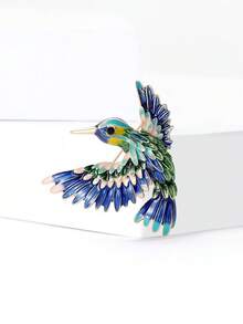 奢华珐琅蜂鸟胸针 - 女士佩戴动物别针，适合朋友聚会/宴会配饰礼物 - 蜂鳥(5086) - 查看 13