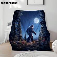 Deep Forest Theme, Bigfoot And Forest, Elk, Bear Patterns,Super Soft Flannel Printed  Blanket,As Birthday Gifts, Family, Wedding, Souvenir Blankets, Polyester Blankets Suitable For All Seasons, Washable, Machine Washable, Lightweight, Breathable, Comfortable, Warm, Unique, 280gsm For Him, Her Personalized Ideal Gifts For Her, Him, Family, Boyfriend, Girlfriend, Father, Family, Mother, Lover, Daughter, Son, Grandfather, Grandmother, Friend, Classmate, Pet.    Perfect Nap, Camping, Travel, Home, Daily Life, Office Decoration, Birthday, Anniversary, Valentine's Day, Thanksgiving, Christmas, Halloween, Mother's Day, Father's Day, Wedding, New Year Gifts ,Sofa,Bed,Car,Bedroom,Living Room,Office,  Outdoor Camping, Beach,Wall Decoration - 多色16 - 查看 5