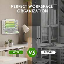 Wall Mounted Storage Box, 5-Layer File Rack And Email Storage Box, Wall Mounted Office Storage Box With Pen Holder, Space Saving Wall Mounted File Storage Box, And Home And Office Storage Solution - White - View 4