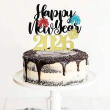2026 新年快乐蛋糕装饰烟花庆祝蛋糕精选，适合除夕/新年派对装饰 - 彩色 - 查看 3