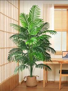 1pc 90-120cm Tall Premium Artificial Giant Palm Tree, 18/24 Leaves Tropical Plant Realistic Plastic Leaves, Maintenance-Free, Suitable For Bedroom Decor, Home, Office, Hotel And Garden Decor, Wedding And Holiday Decor, Indoor Fake Green Plant, Palm Tree Decor, Pot Not Included