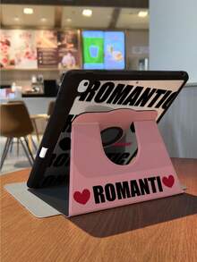 1 Piece, Creative Text Love Double-Sided Printed IPad Tablet Protective Cover, 3-Fold Rotating Anti Bending Transparent Acrylic Hard Shell, Thickened Silicone Four Corner Anti Drop Design, Missing Marked Hole Position, Supports Automatic Wake-Up/Sleep Function, Compatible With IPad 10/9/Pro 11 2024/IPad 11