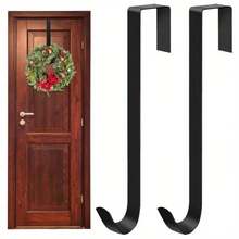 1pc Metal Flower Wreath Door Hanger With Convenient Hook, Front Door Floral Wreath Hanger, Minimalist Wrought Iron Christmas Wreath - Holiday Decor, Suitable For Thanksgiving, Christmas, Easter, Halloween, Fall Welcome Sign, Front Door Decor, No Installation Required, Modern Hook Design, Smooth Surface - Multicolor - View 3