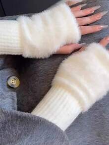 Guantes de medio dedo cálidos, guantes de punto suaves y minimalistas a prueba de frío, cómodos, guantes de medio dedo para oficina, otoño/invierno