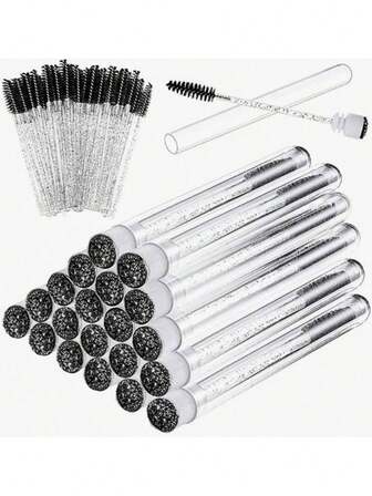 2Pcs Eyelash Brush Tube Disposable Mascara Wands Tube Reusable Lash Spoolies Brush Dust-Proof Cleaner Storage Tubes