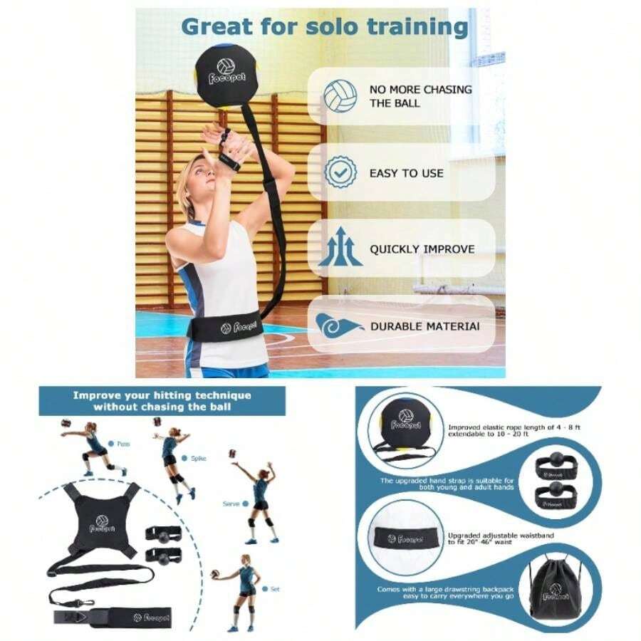 Volleyball Training Equipment Aid, Volleyball Trainer To Practice Serve, Spike, Set And Pass, Volleyball Trainer Beginners Pro - 5 Pack - View 1