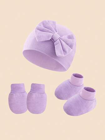 1 Set Neugeborenen Baby Weiche Mütze + Fäustlinge + Booties Set