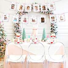 Lan-Kreatwow Snowflake Winter Onederland Photo Banner Monthly Newborn To 12 Months Photo Banner For Winter Frozen 1st Birthday Decorations Pink Christmas Snowflake 1st Birthday Decorationslan134 - 如圖 - 查看 5
