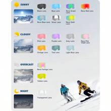 - Goggles de esqu OTG para adultos y jvenes, para mujeres y hombres, de nieve, lentes intercambiables antivaho para snowboard - Marco A6-negro Revo Red Lens Vlt 20% - Ver 8