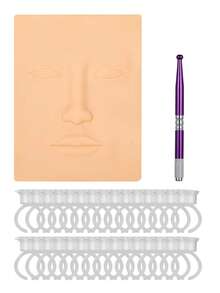 1 Set Disposable Tattoo Ink Cups With Lids (30pcs), 1 Manual Tattoo Pen, 1 Tattoo Practice Skin, Permanent Makeup Eyebrow Lip Tools And Accessories - Multicolor - View 8