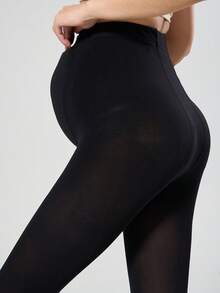 1pc Black Maternity Tights - Casual & Versatile, Suitable For Spring & Autumn, With Adjustable Waistband, Essential For Daily Wear - Multicolor - View 6