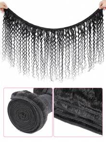 深波浪巴西真人发束，巴西原生快速编织深波浪1/3/4束装，女士专用，自然黑，32英寸 - SNatural - 查看 5