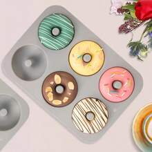 1/2pcs Silicone Donut Mold Suitable For 6 Donuts,E Silicone Muffin Pan, Non-Stick, Dishwasher, Heat-Resistant