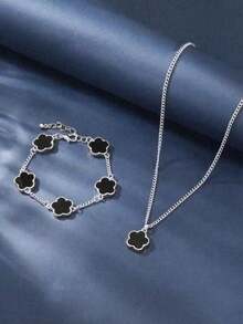 1 pieza Pulsera de hombre con colgante clásico de trébol de cuatro hojas - flor de la suerte - Ver 6