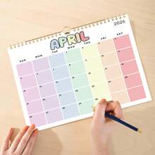 1 件 2026 年 1 月 - 12 月挂历，创意简约卡通设计，简约壁挂日历，12 个月计划部分，适合家庭/办公室，圣诞节/新年礼物 - 彩色 - 查看 3