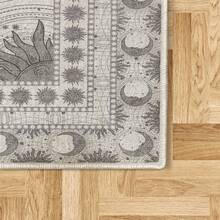 Retro Mid Century Abstract Pattern Rug On Ivory Background, Dark Orange And Reseda Green, 4' X 5' 5", Ideal For Bedroom, Dorm And Living Room - Dark Gray - View 2