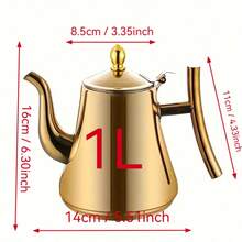 An Elegant Gold Stainless Steel Teapot And Coffee Maker Set With Removable Filter - 1L~1.5L Capacity, Heat-Resistant, Suitable For Home And Restaurant Use - A Complete Tea And Coffee Cooking Set, Teapot Kettle Set - Gold - View 13