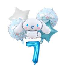 Conjunto de globos de Sanrio, Conjunto de globos con números de dibujos animados de Cinnamoroll, Globos de decoración para cumpleaños, aniversario y ceremonias de Cinnamoroll, Globos de decoración de fondo fotográfico de fiesta de Cinnamoroll, Conjunto de globos de lámina con números de Cinnamoroll