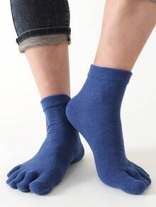 1/5 pares de calcetines suaves y acogedores para hombres, calcetines con dedos separados, calcetines de tripulación cálidos, aptos para uso en interiores o diario
