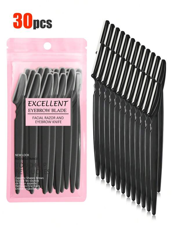 30pcs. Eyebrow Trimmer Set, Eyebrow Trimmer, Long Handled Eyebrow Trimmer, Beauty Tool, Used For Eyebrow Trimming, Razor, Precision Exfoliating Tool Eyebrow Trimmer, Facial Razor Blade, Eyebrow Trimmer Blade And Razor With Protective Cover, Used For Removing Facial And Body Hair, Suitable For Travel, Suitable For Both Men And Women. 1/3/6/12/24pcs.
