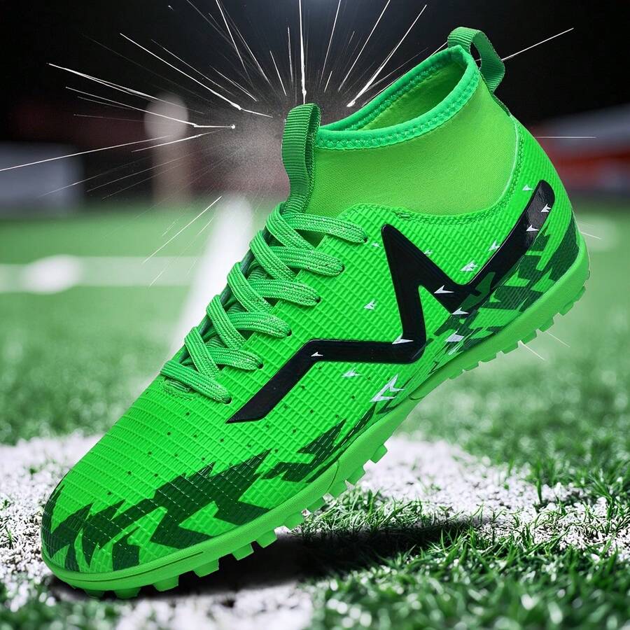 MINGBIN 一双男女通用足球鞋,适用于室外人造草坪、硬地、室内训练场、专业团队运动,系带设计,橡胶鞋底,TF短钉,轻便高性能高帮专业足球鞋,厂家直销,多种颜色可选 - 綠色 - 查看 1
