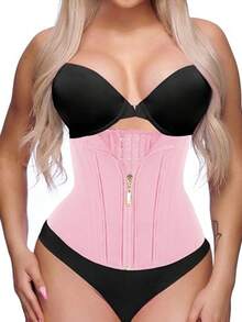 1pc Waist Trainer Belt With Zipper Girdle High Compression Body Shaper Waistband For Women Underbust Corset Latex Waist Cincher - 彩色 - 查看 3