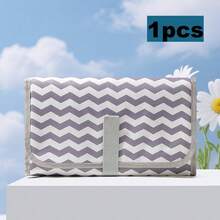 1 pièce Tapis à langer portable - Sac à couches pliable et imperméable, convient pour les voyages. Station de change de couches bébé avec poches pour lingettes et distributeur de mouchoirs, et espace de rangement (rayures grises, motif animal)