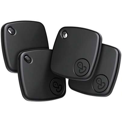 Air Tag (Black) 4-Pack, Bluetooth Tracker Work With Apple Find My (IOS Only), Key Finder And Item Locator Smart Tag With Key Ring/Lanyard, Tracker Tag For Keys/Luggage/Wallet, Replaceable Battery