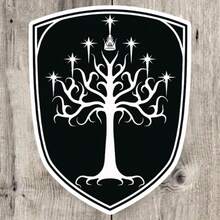 1pc/3pcs Gondor Sigil Sticker - Black & White Shield Design With Golden Tree & Stars, Durable Vinyl Decal For Car Bumper, Home, Or Outdoor Decor, Gondor Decor, Car Decal Stickers, Fantasy Theme, Highquality Scrapbook Supplies Scrapbook Stationery - Multicolor - View 2