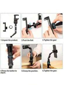 1pc Easy Installation Non-Blocking Rearview Mirror Mounted Phone Holder For Car, Backseat Video Recording, Desktop Stand Compatible With IPhone, Android Phone, Gift For Birthday, Family, Friends Car Accessories, Car Phone Holder