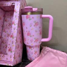 (L.O.V.E.Shack Limited Edition)40oz Insulated Water Bottle With Straw - Leakproof Travel Tumbler For Coffee, Iced Drinks & Outdoor Adventures | Double-Wall Vacuum Camping/Hiking Cup | Stylish 's Christmas Gift - Ibiza Sunset Pink - View 3