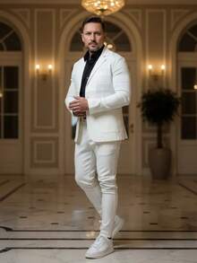 Men's Set Blazer Pants Slim Suit Formal Fashion - Sampanye - View 1