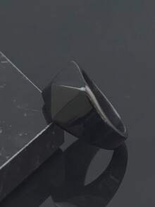 1pc Men's Fashion Accessory Stainless Steel 316L Rhombus Geometric Electroplated Ring, Luxury Jewelry - Black - View 5