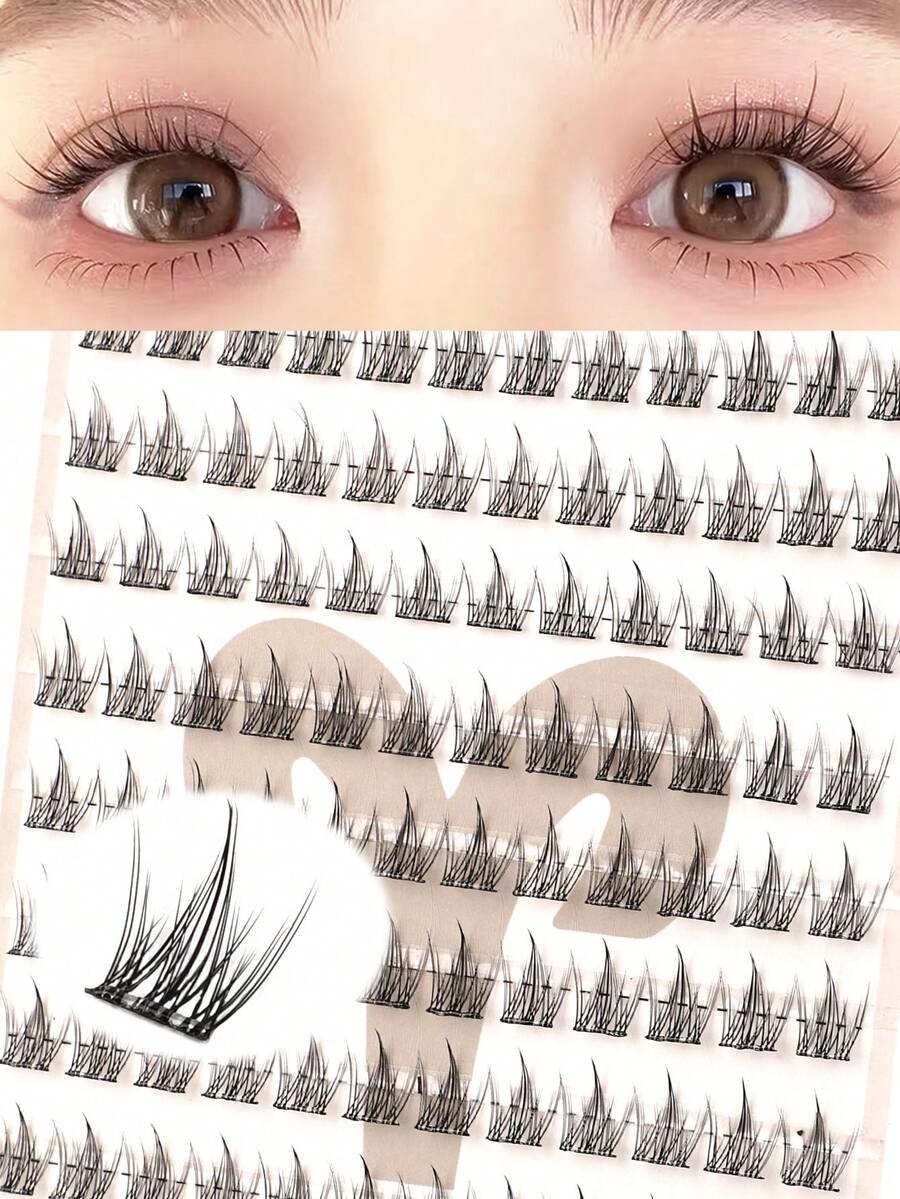 120pcs Segmented Glue-Free False Eyelashes, 10-Row High Capacity Self-Adhesive Fake Lashes, VBS Zodiac Series - Aries, Glue-Free & Remover-Free, Thermosensitive Jelly Glue Strips, Reusable, Segmented Design Suitable For Various DIY Options