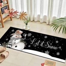 1 pièce Tapis de cuisine en gel de silice imprimé avec motif bonhomme de neige de Noël, tapis rectangulaire pour le salon, la chambre, le couloir, la salle de bain, la buanderie - en polyester, convient pour la décoration intérieure et extérieure de la maison - Multicolore - Voir 15