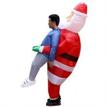 Adult Christmas Creative Santa Claus Holding Inflatable Clothes Unique Christmas Atmosphere Party Performance Photo Check In Point