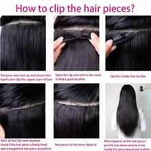 Real Human Hair Clip In Hair Extensions 8Pcs 16inch Clips In Human Hair Extension Striaght 8Pcs Double Weft Thick And Soft Natural Black 100g - Natural Black - 查看 5