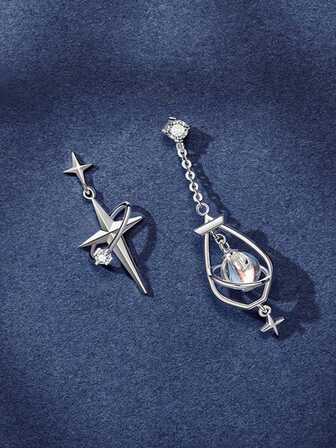 1 对复古十字架不对称耳环，个性化朋克风格耳环适合日常、工作、休闲、旅行