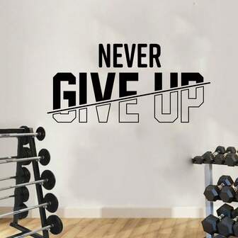 1pc Minimalist Gym Inspirational Slogan Wall Stickers, Never Give Up, Stay Strong,Motivational Quote Wall Decals, Fitness Sport Exercise Work Out Decor