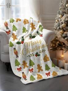 Personalisierte Weihnachtsdecke mit Namen, individuelle Feiertags-Überwurf, gemütliche Winterdekoration, festliches Kritzelmuster, Weihnachtsgeschenkidee