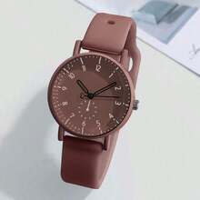 1 件女士优雅清新时尚硅胶表带石英腕表，学生礼物，节日礼物，阿拉伯数字表盘