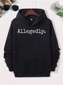 Felpa con cappuccio da uomo "Supposedly Funny Lawyer" - Streetwear casual nera, con lettere bianche, felpa in comodo cotone con girocollo e maniche lunghe, adatta per uso casual, felpa con cappuccio in stile casual - nero - Visualizzare 1