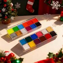 12色颜料棒，绘画颜料，色彩鲜艳亮丽，饱和度高，适合万圣节绘画、圣诞节绘画、世界杯、复活节绘画。